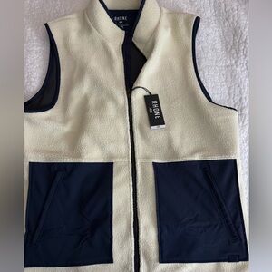 NWT Rhone Men's Cream and Navy blue Sherpa fleeceVest polartec xl